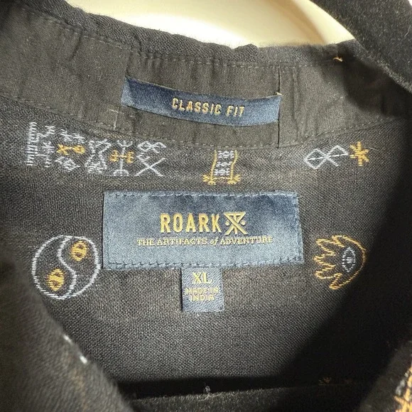 Roark Journey Camp Shirt Mens X-Large Black Blaveis Embroidered Huckberry Nordic - Picture 4 of 7